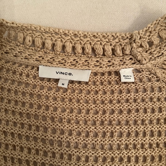 Vince Crochet Cardigan Button Front in Straw - Picture 4 of 7
